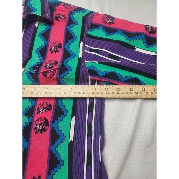Wrangler Brushpopper Shirt Sz Xlong Tails 16.5-36 Striped Native American Aztec - Picture 7 of 16
